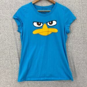 Disney Shirt Womens Extra Large Juniors 15-17 Blue Phineous Perry Platypus Tee
